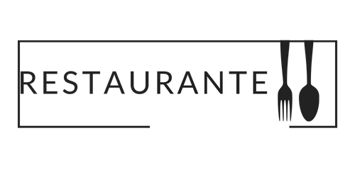 Black and White Illustration Food Logo Restaurante Logotipo